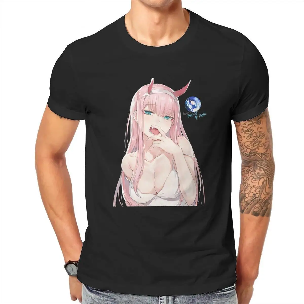 

Футболки Zero Two для мужчин, хлопковые Потрясающие футболки с круглым вырезом, любимый в Franxx аниме 02, футболки, топы с коротким рукавом для вече...