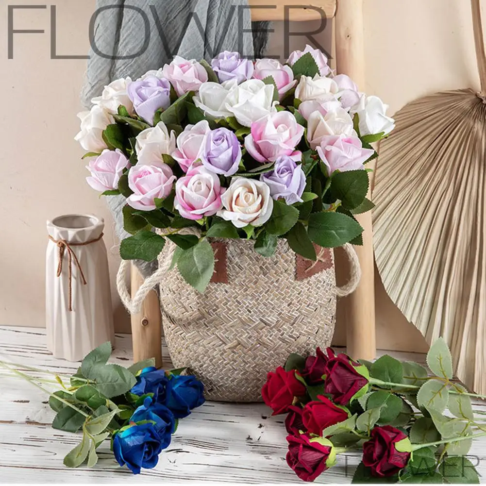 

1pc Artificial Rose Flowers Bouquet Fake Plants Diy Wreath Supplies Accessories For Wedding Home Decoration