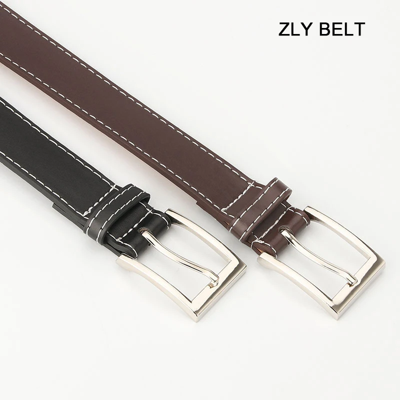 2022 New Fashion Belt Men Women PU Leather Material Alloy Metal Rectangle Pin Buckle Manual Suture Luxury Formal Quality Belt