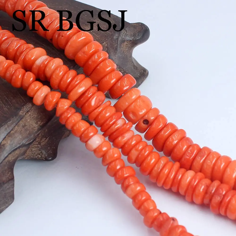 

Бусины неправильной формы для изготовления ювелирных изделий, бусины из натурального оранжевого, морского, бамбукового кораллов, нитка 15 д...