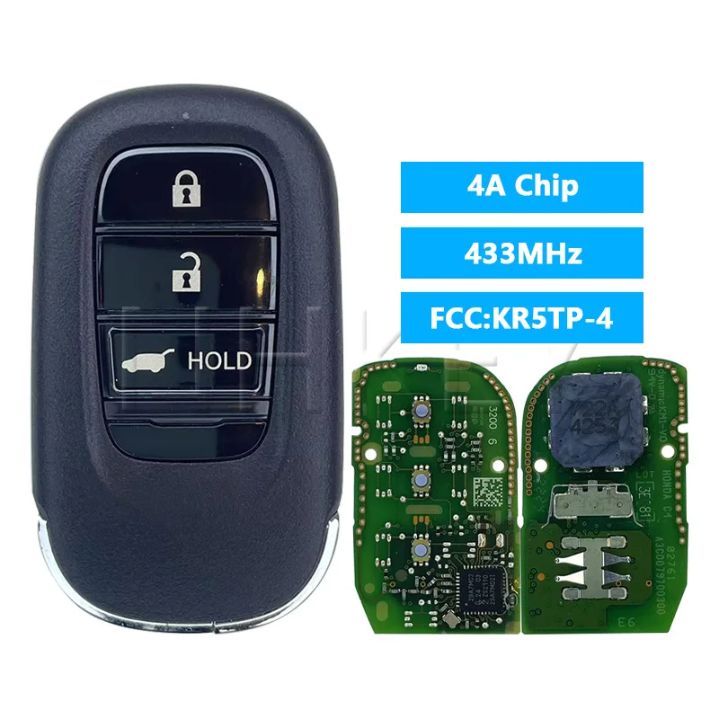 

NHKEY для Honda Accord CR-V HRV Pilot Civic 2022-2024 433 МГц 4A чип KR5TP-4 умный ключ без ключа Go 72147-3A0-A01 A3C0775510100