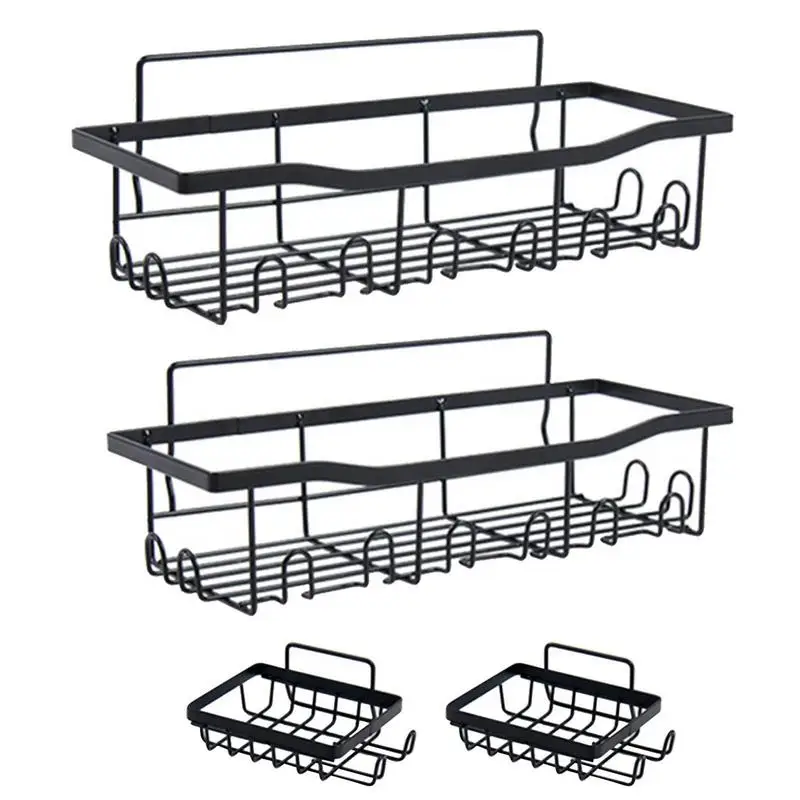 

Shower Storage Bath Corner Organizer Strong Adhesive Shower Rack With 10 Hooks Rustproof Wall-Mounted Shower Shelves Waterproof
