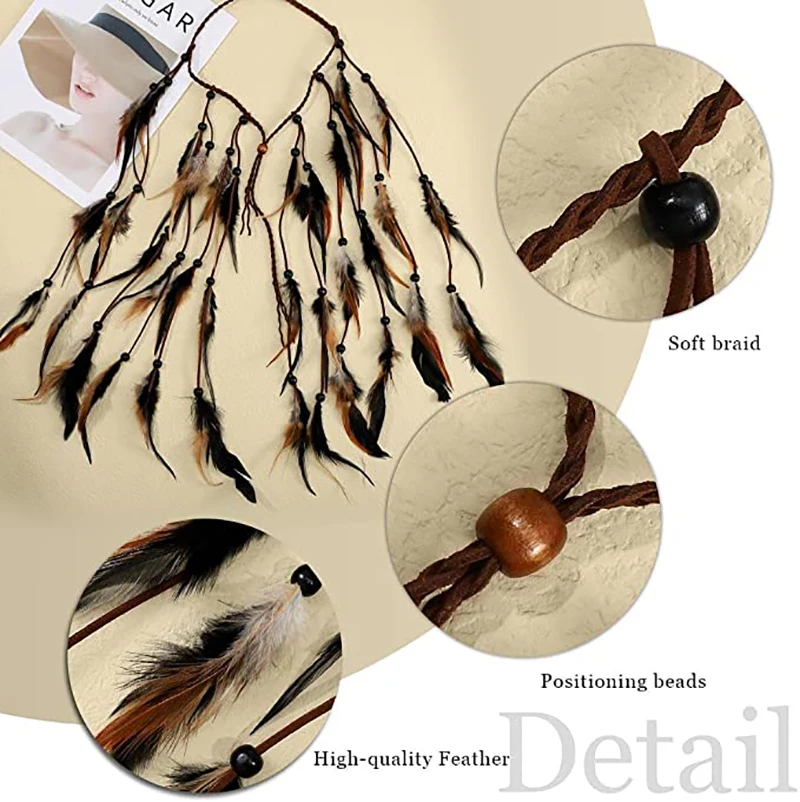 Регулируемые перо в стиле бохо повязки на голову 48 см индийский павлин головной