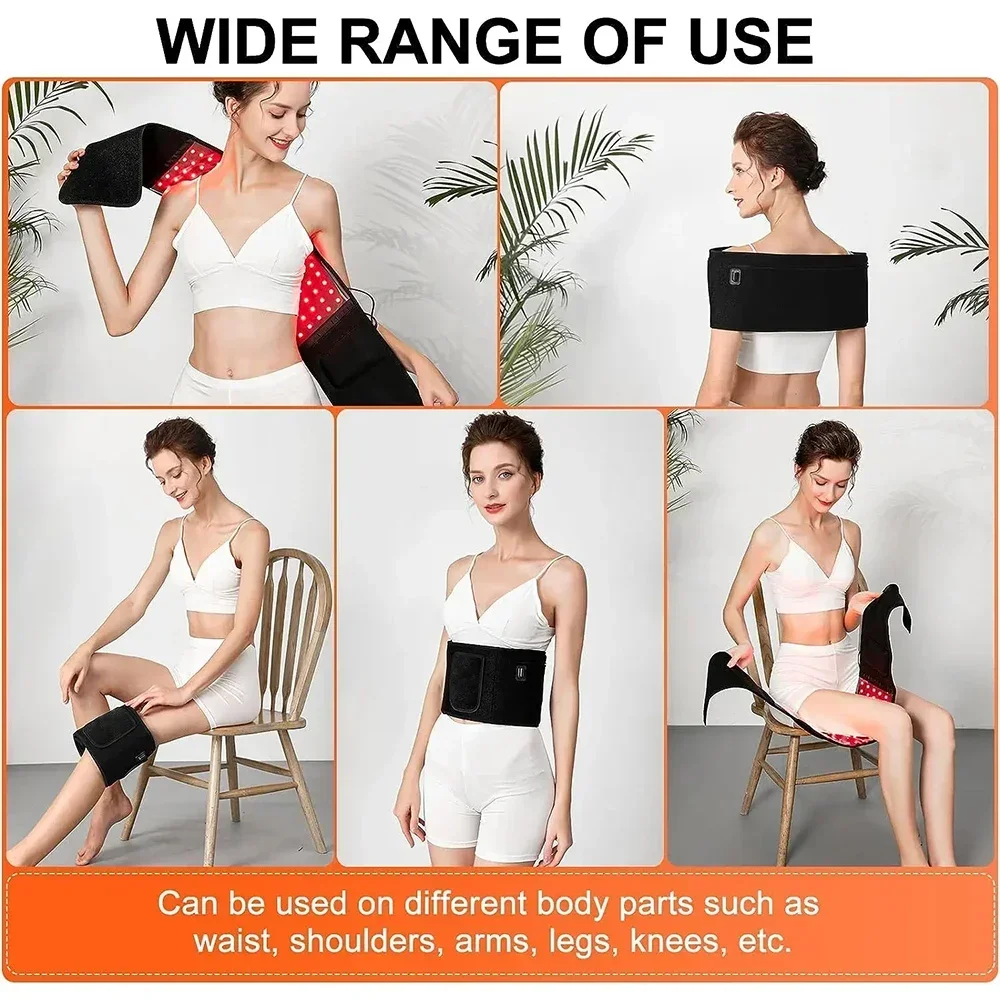 LED Red Light Belt 850nm and 660nm Infrared Pad for Relieve Back Waist Shoulder Knees Joints Fatigue Burning Fat Slimming