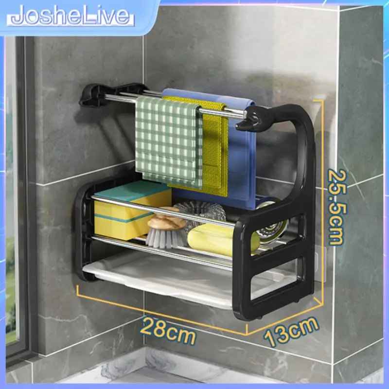 

Large Capacity Kitchen Dishcloth Storage Racks Wall-mounted Punch-free Soap Sponge Rag Holder Home Organizers Floor-standing