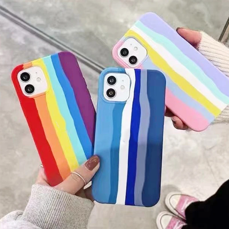 Оригинальный Радужный силиконовый чехол для Apple iPhone 11 12 13 Pro Max 13Pro 6s 7 8 Plus X XS MAX XR Mini