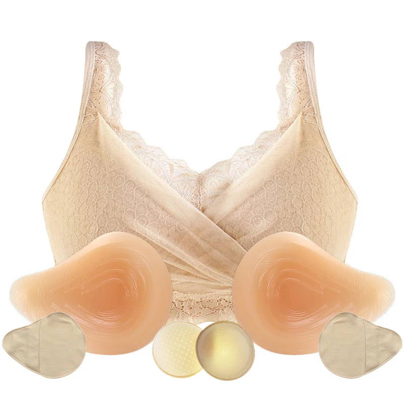 Кружевной бюстгальтер послеоперационный костюм для имитации груди