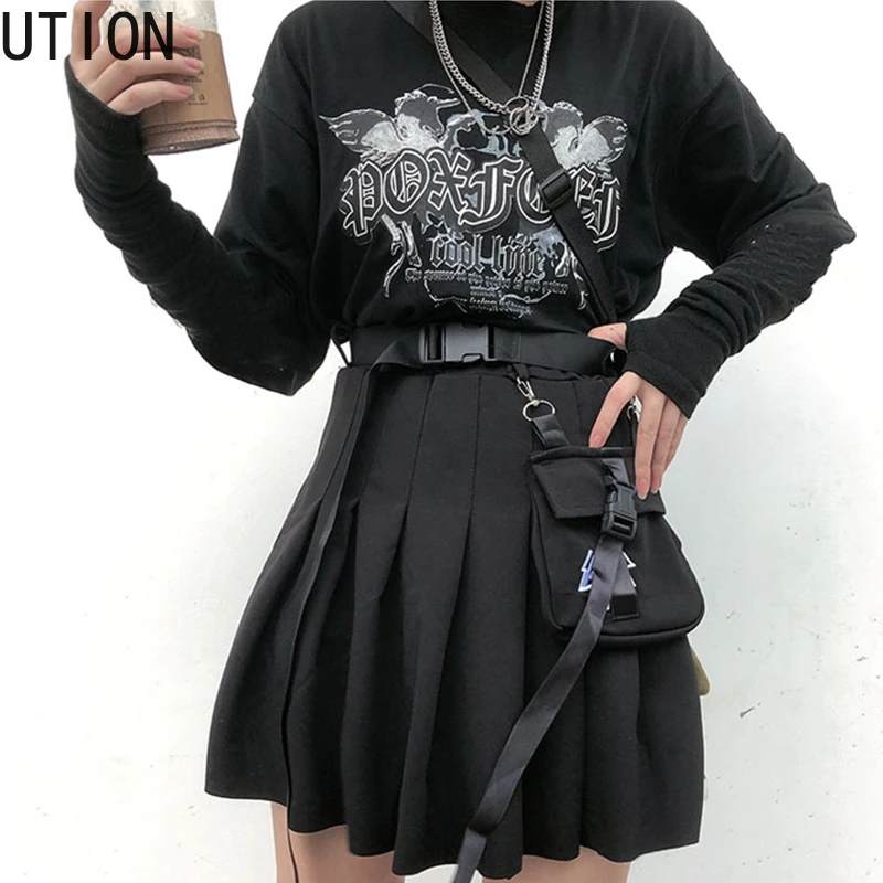 Женские юбки в готическом стиле Харадзюку повседневные стильные красные