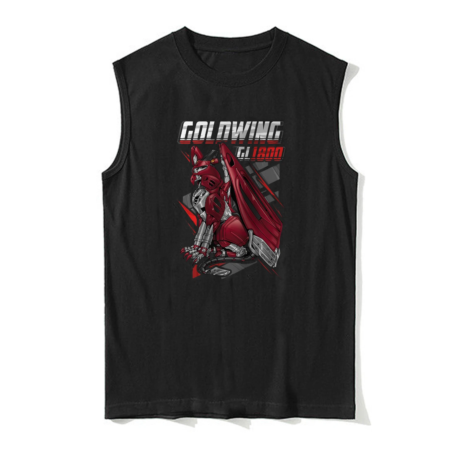 Фото Классическая японская мотоциклетная майка GL1800 Gold Wing Griffin Inspired Tanktop, 100% хлопок, с круглым вырезом, повседневная мужская футболка без рукавов №5