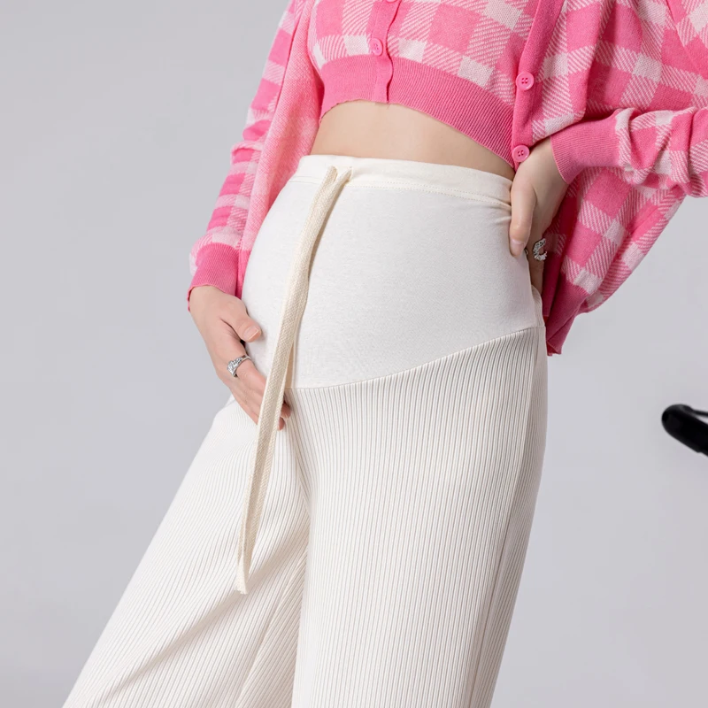 

1128# 2022 Spring Maternity Long Pants Wide Leg Loose Straight Belly Pants Clothes for Pregnant Women Casual Pregnancy Trousers