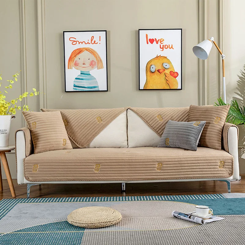 

Velvet Sofa Cover Non-slip Sofa Towel for Living Room Decor Universal Solid Corner Couch Cover L Shaped Chaise Longue Slipcovers