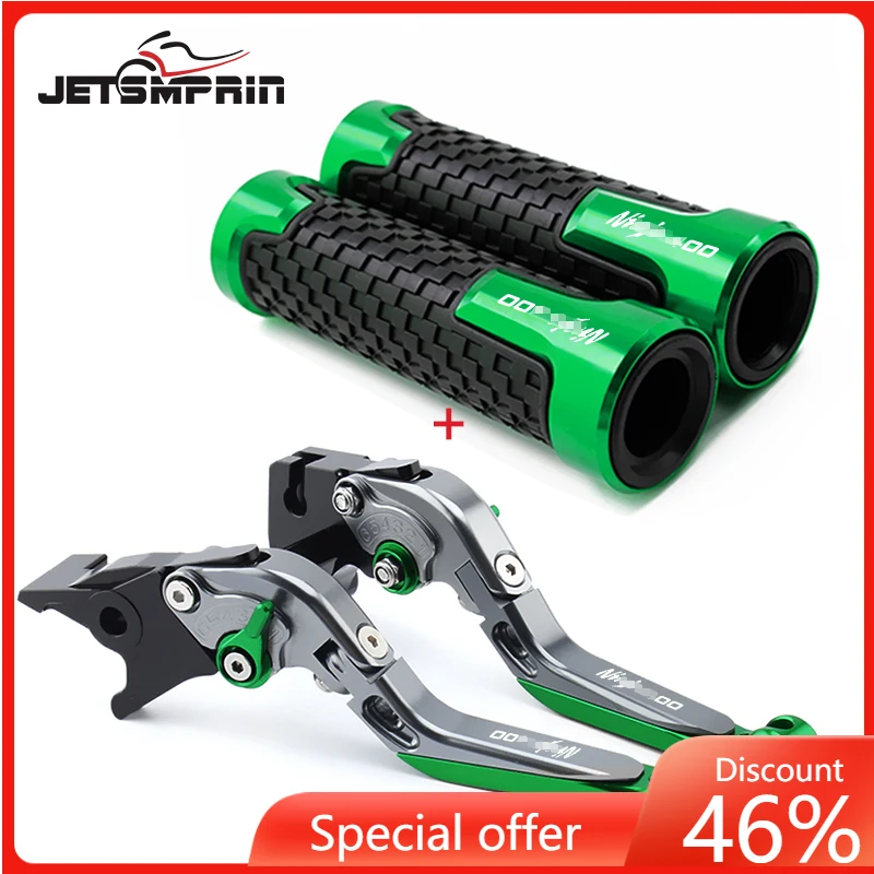 

For Kawasaki Ninja 400 Motorcycle Non-slip Rubber Handlebar Handle Grips Brake Handle Adjustable CNC Clutch Brake Lever Parts