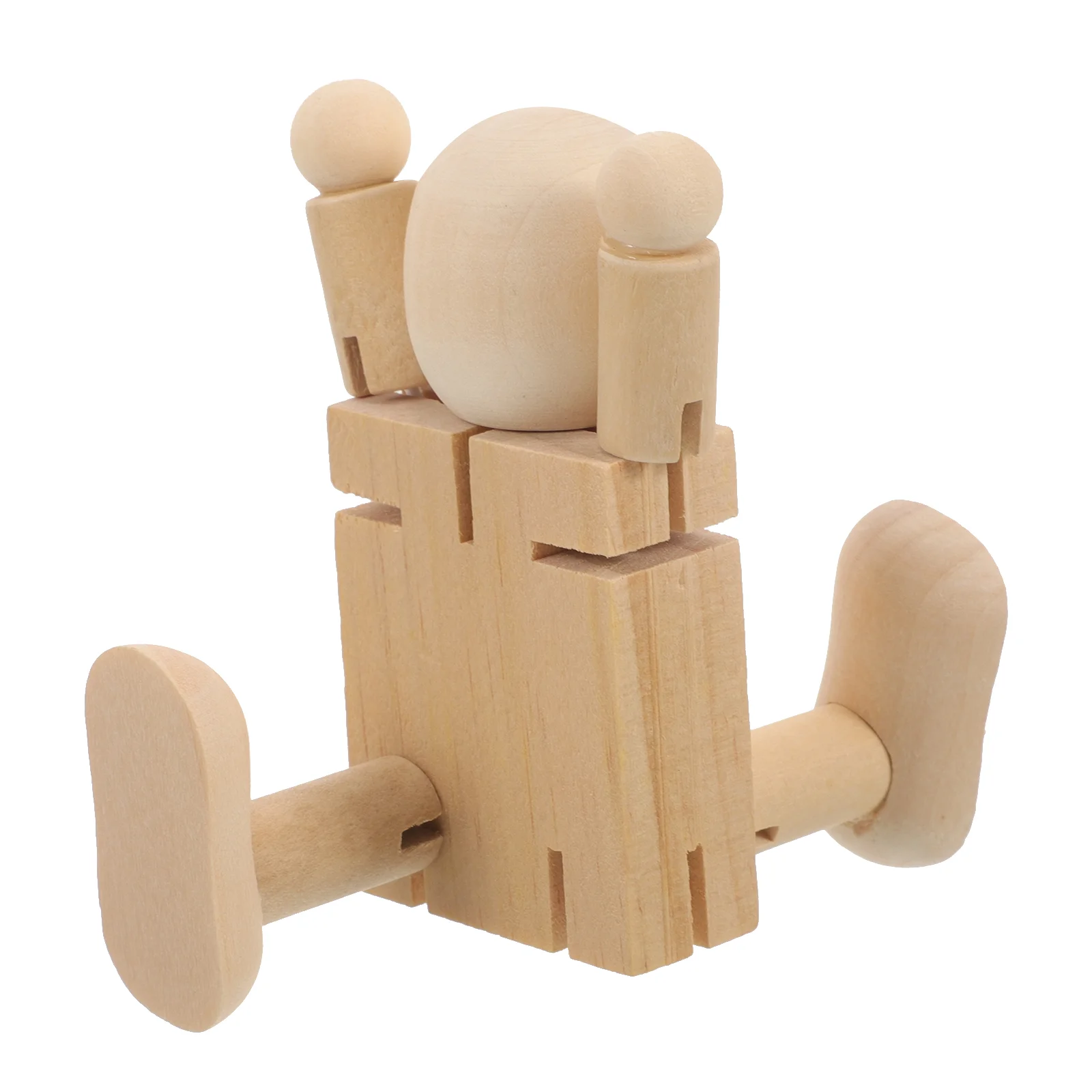 

Transforming Robot Wooden DIY Crafts Unfinished Bodies Kids Toy Small Decorative White Embryo Graffiti Robots