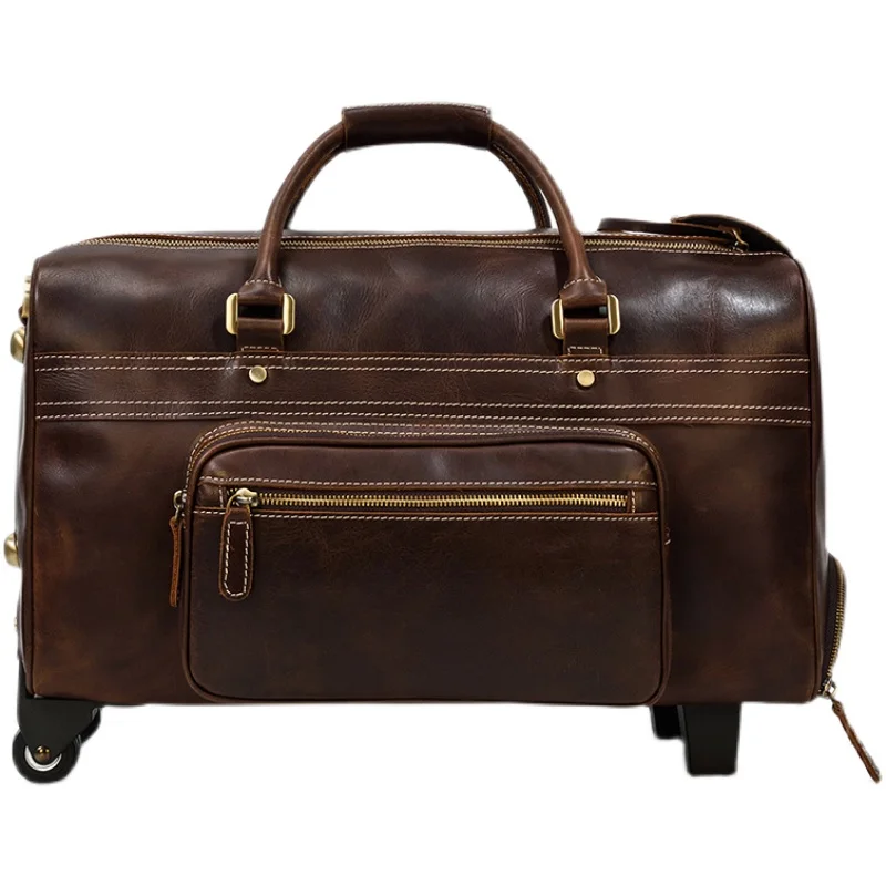 Мужская сумка-тележка из натуральной кожи в стиле ретро