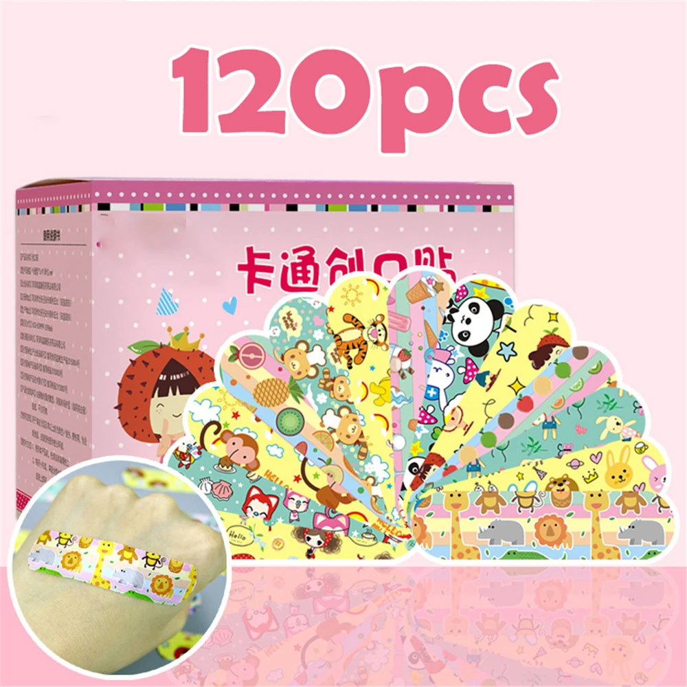 

120pcs Cute Cartoon Medical Patch Waterproof Wound Adhesive Bandages Dustproof Breathable First Band Aid Adhesive for Kids