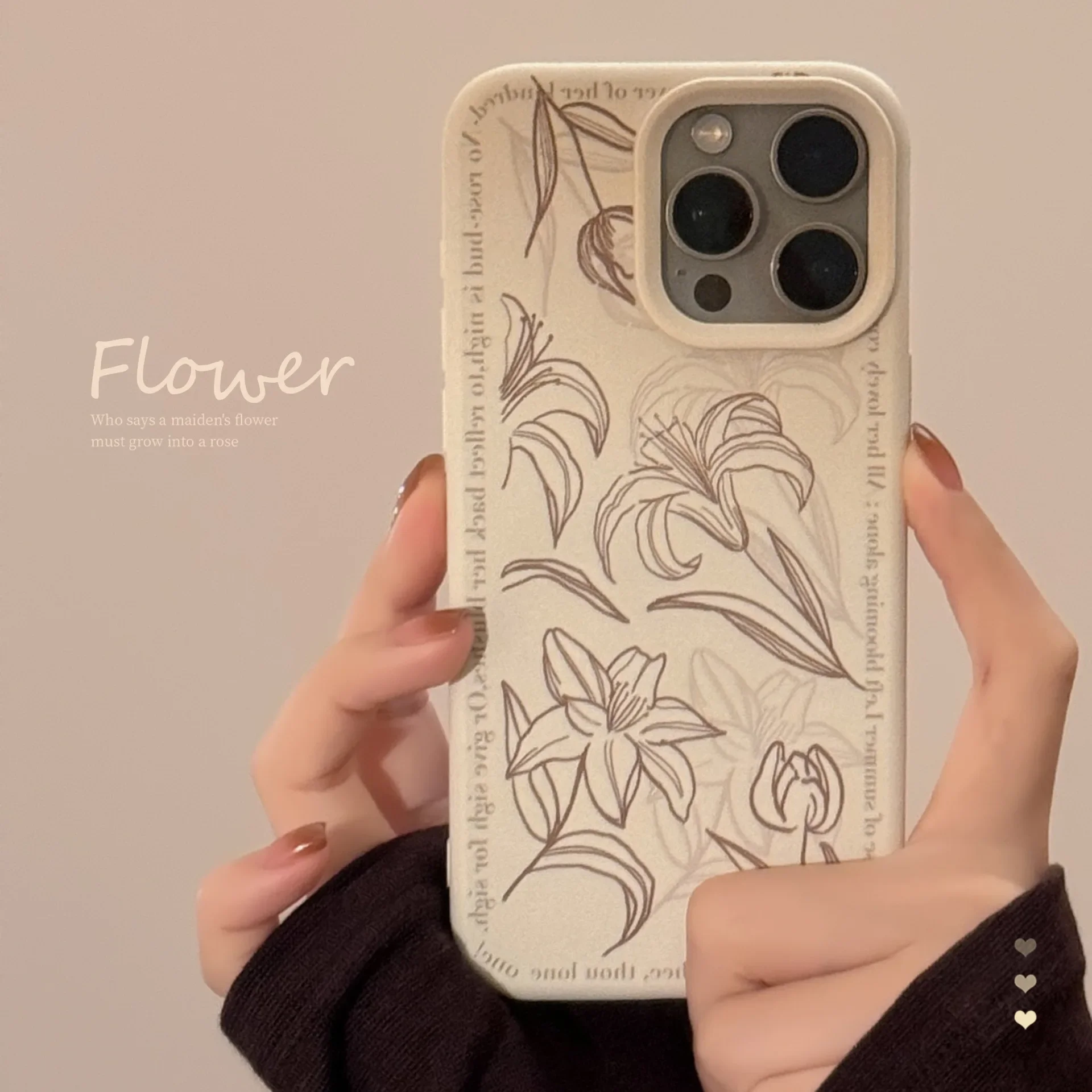 Чехол для телефона Ins Style Handuscript Lily Flower IPhone 16 15 14 12 13 11 Pro ProMax Plus X XR противоударный