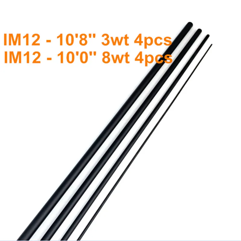 IM12  10'8'' 3wt 4pcs & 10‘0’‘ 8wt 4pc Carbon Fishing Rod Matte Black Blank  Fast Action Repair Rod Building DIY NooNRoo