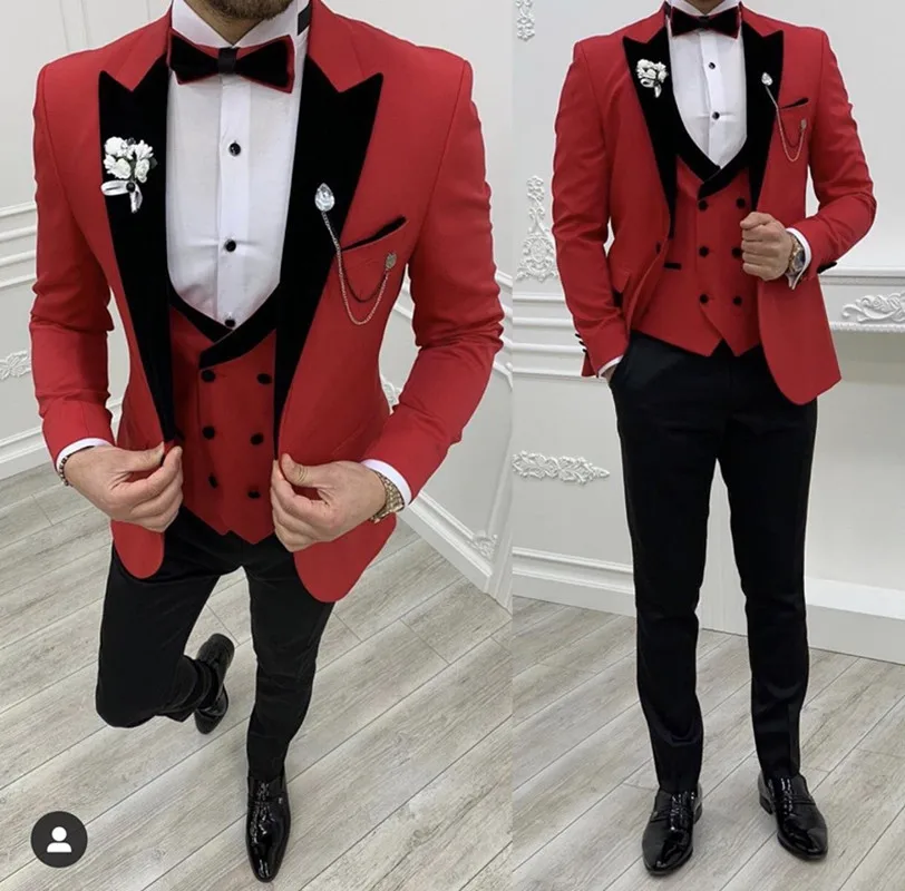 

Handsome One Button Groomsmen Peak Lapel Groom Tuxedos Wedding Dress Men Suits Blazer Prom Dinner (Jacket+Pants+Tie+Vest) B101