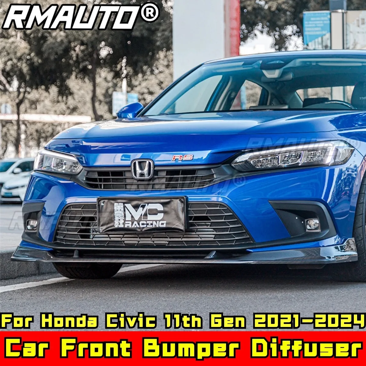 Чехол для переднего бампера Civic глянцевый черный чехол в стиле MC Honda 11 поколения