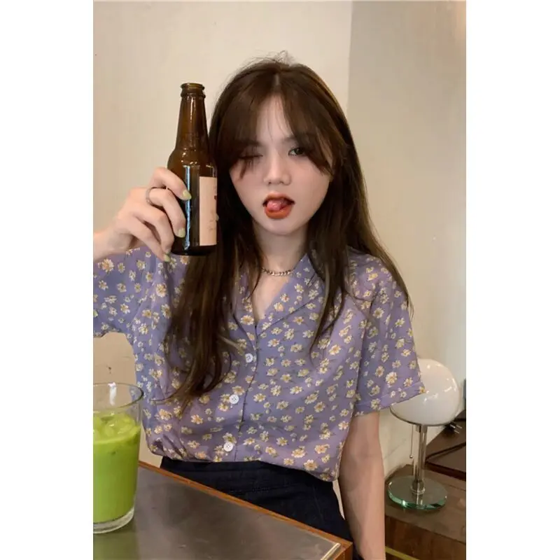 Элегантная женская шифоновая рубашка летняя блузка гавайская винтажная с