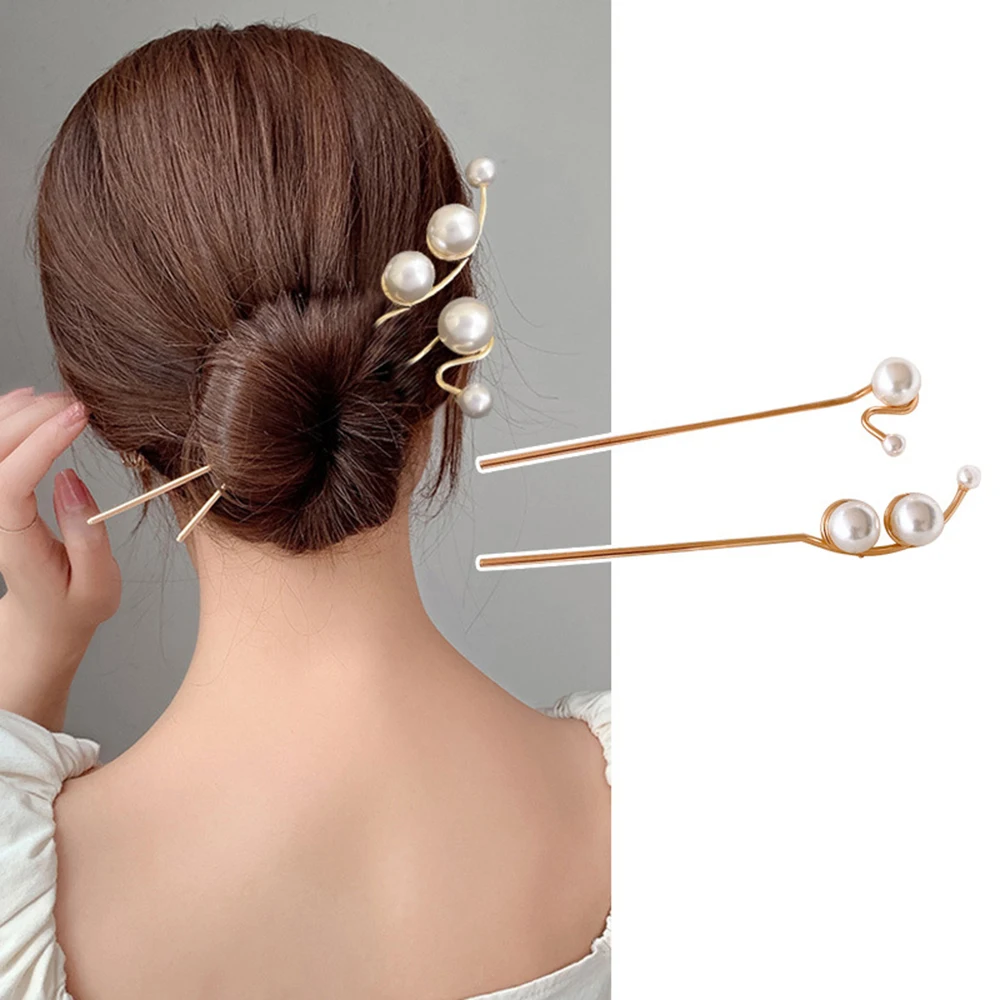 

Vintage Chinese Style Pearl Hair Stick Women Metal Glaze Hair Fork Hair Chopsticks Hairpin Woman Hair Clip Hair Accessories