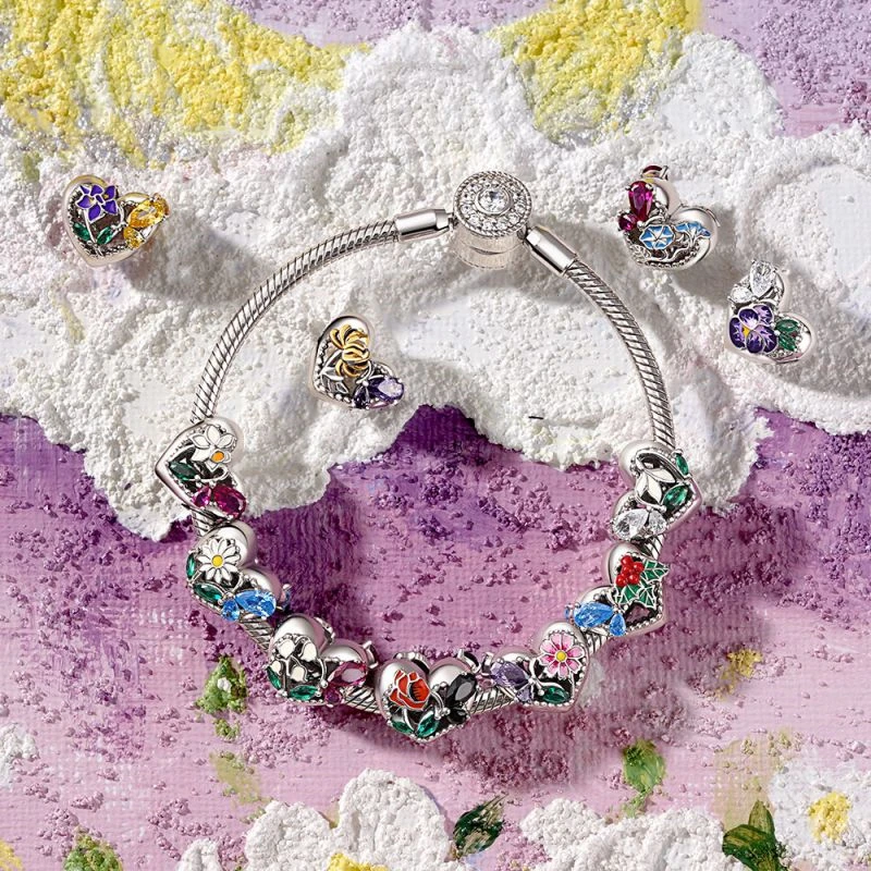 925 Стерлинговое Серебро Бабочка Четырехлистный Клевер Зеленый Лист Птица Цветок Украшение для Браслета DIY Бусина Подходит для Оригинальной Подвески Оберега Браслета Ювелирные Изделия 2022 Новое