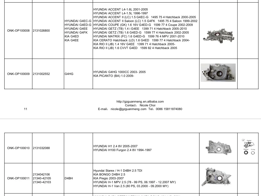 Фото Масляный насос ONEKA MD181581-2 для двигателей 4D55, 4D56T 2.5 Turbo Diesel, Mitsubishi L200, L300, Hyundai H100, D4BB, D4BF №2
