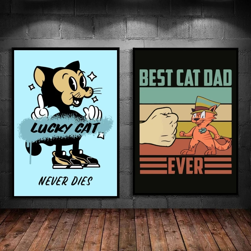 

Canvas Posters Best Cat Dad ever quotes Classic High Quality Art Christmas Gifts Modular Prints Hanging Living Room