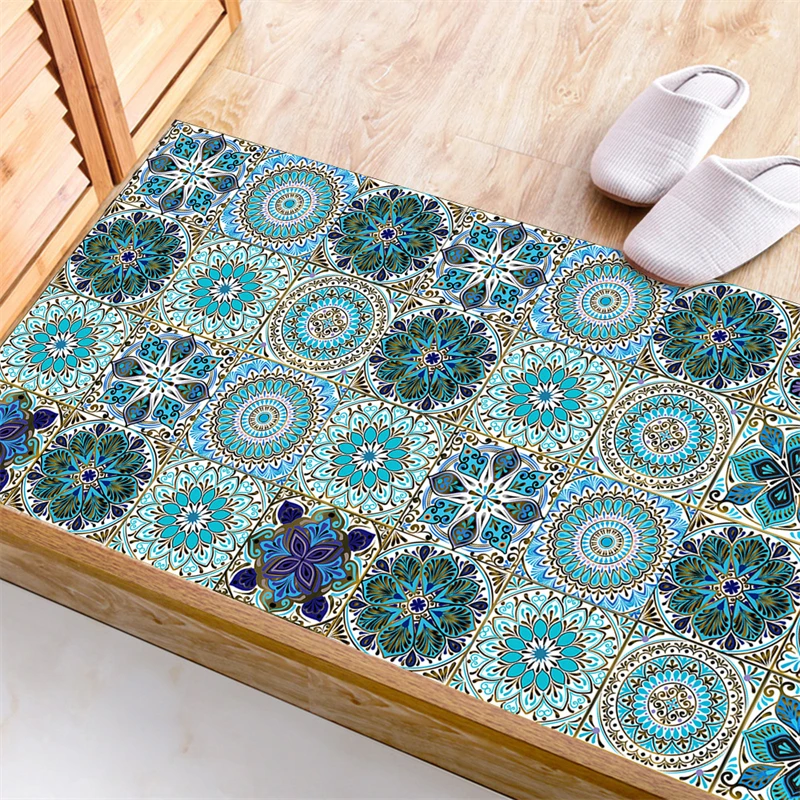 

10pcs Thickening DIY Retro Moroccan Bathroom Staircase Kitchen Tile Wall Stickers Self Adhesive Removable Waterproof Wallpaper