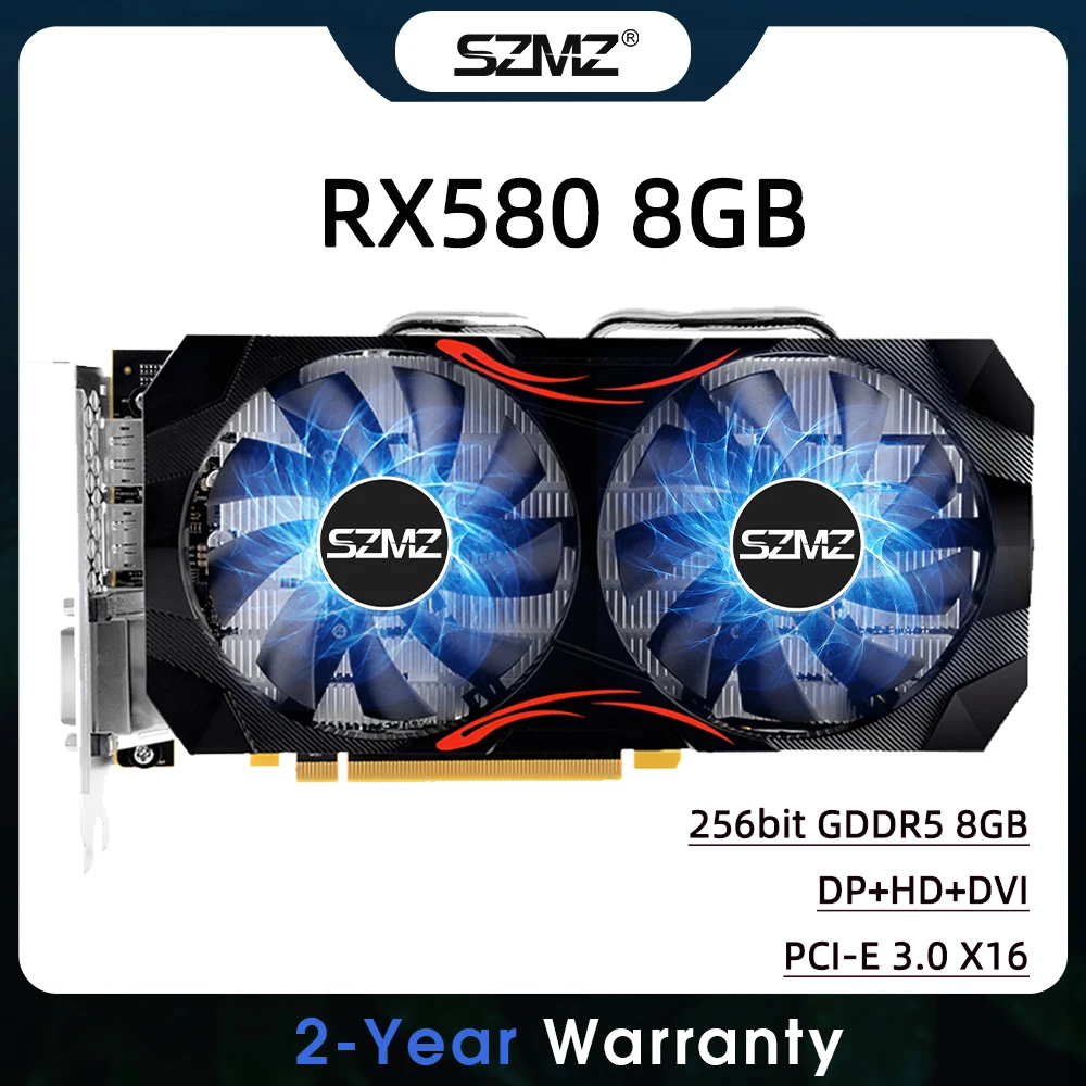 

Видеокарта SZMZ RX 580 8 ГБ, видеокарта rx580 Radeon GDDR5 256Bit для игрового графического процессора, видеокарта 8 Гб