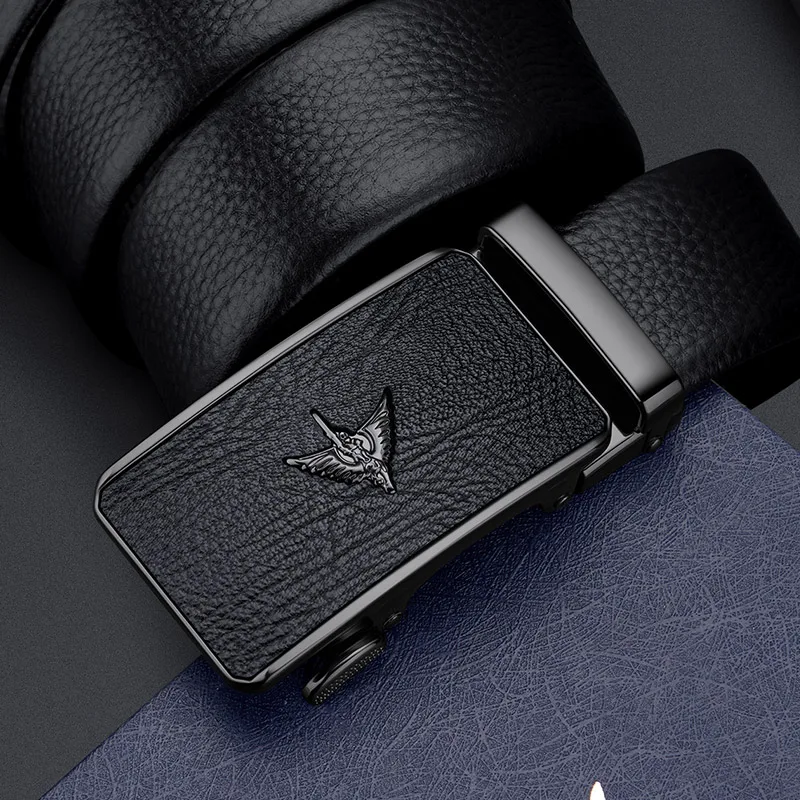 Trendy men's high-end belt with automatic buckle, genuine leather business belt, fashionable and personalized belt