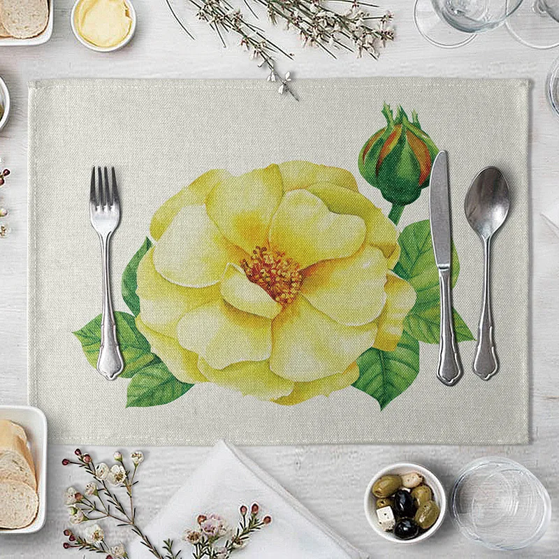 Красочные настольные салфетки розы цветы салфетка домашняя посуда украшение