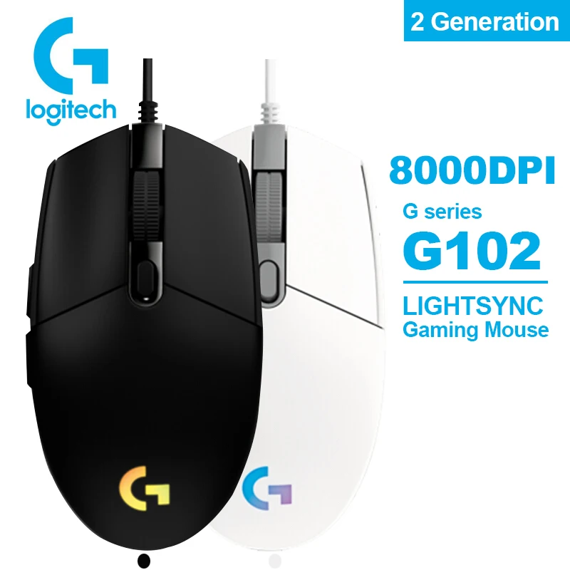 

Logitech G102 LIGHTSYNC Gaming Mouse Optical 8,000DPI, 16.8M Color LED Customizing, 6 Buttons -International Version