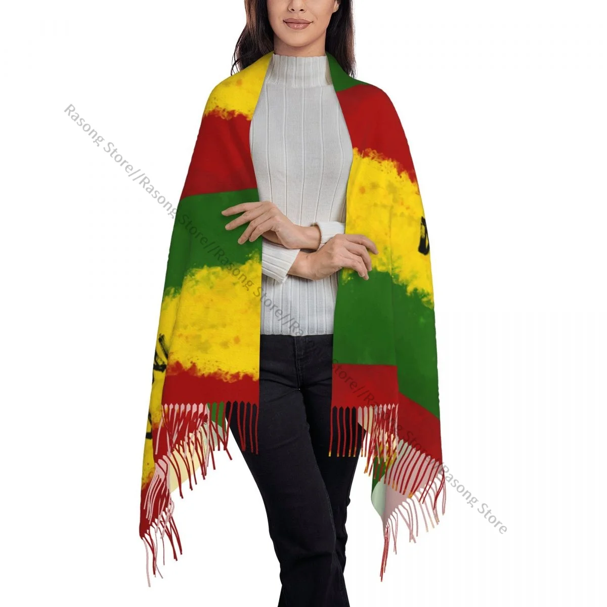 Большой шарф с кисточками 196*68 см из пашмины зимние женские кашемировые шарфы