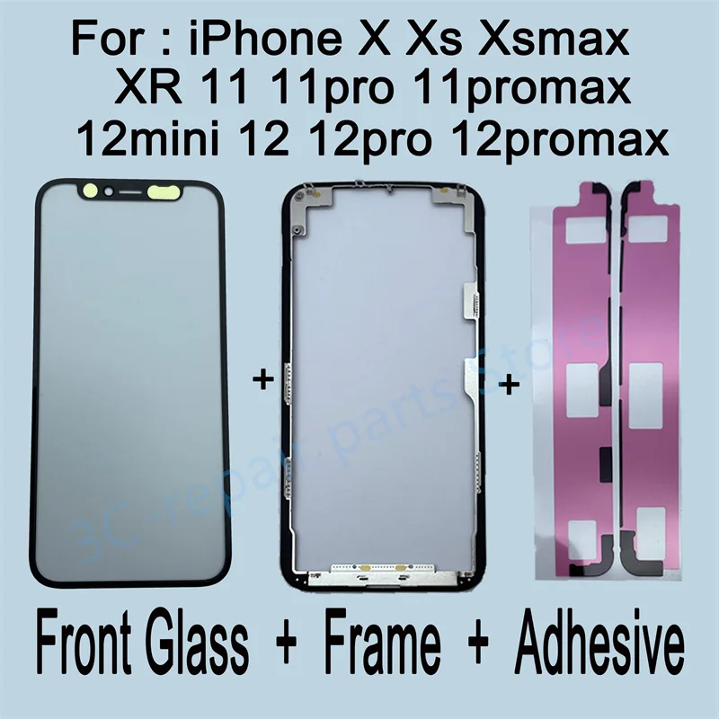1 компл. Внешняя стеклянная рамка переднего экрана для iPhone x XS Max Xr 11 Pro 12 mini