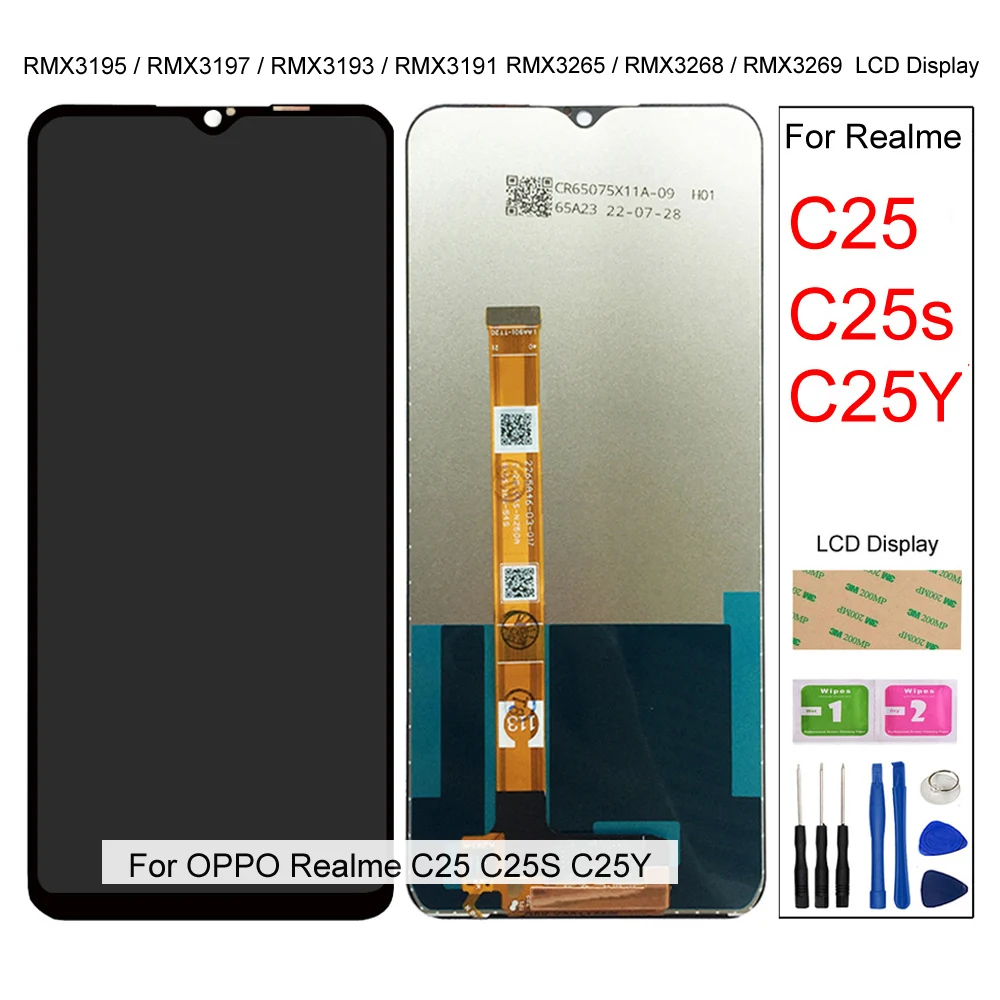 

LCD Screens For OPPO Realme C25 C25S C25Y LCD Display+Original Touch Screen Digitizer Assembly RMX3195 RMX3191 RMX3268 Panel