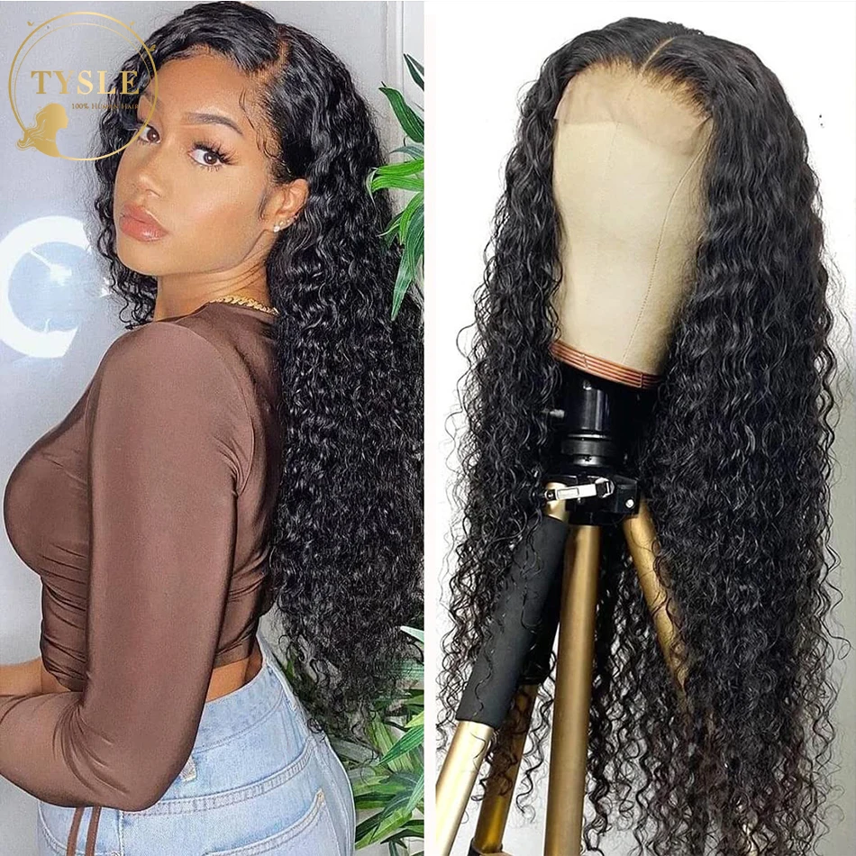 

Curly Human Hair Wigs Lace Front Wig For Black Women 28 30 inch 4x4 Closure Wet And Wavy Deep Water Wave Glueless Full TYSLE