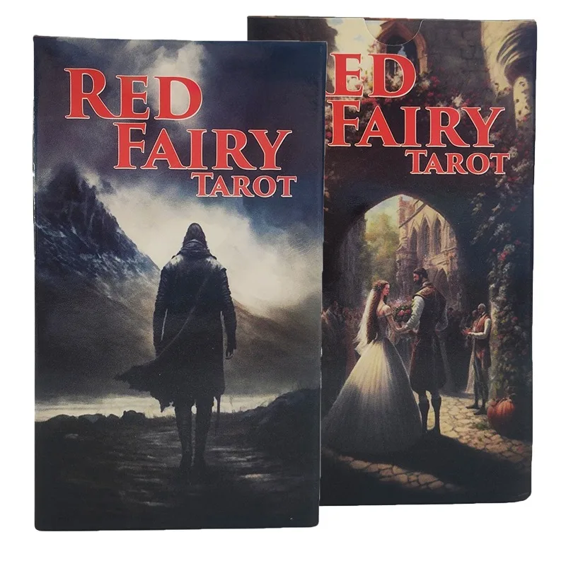 

Red Fairy Tarot Deck & Guidebook - 78 Mystical Cards, 12x7cm, Fairy Tale Inspired for Tarot Reading and Divination
