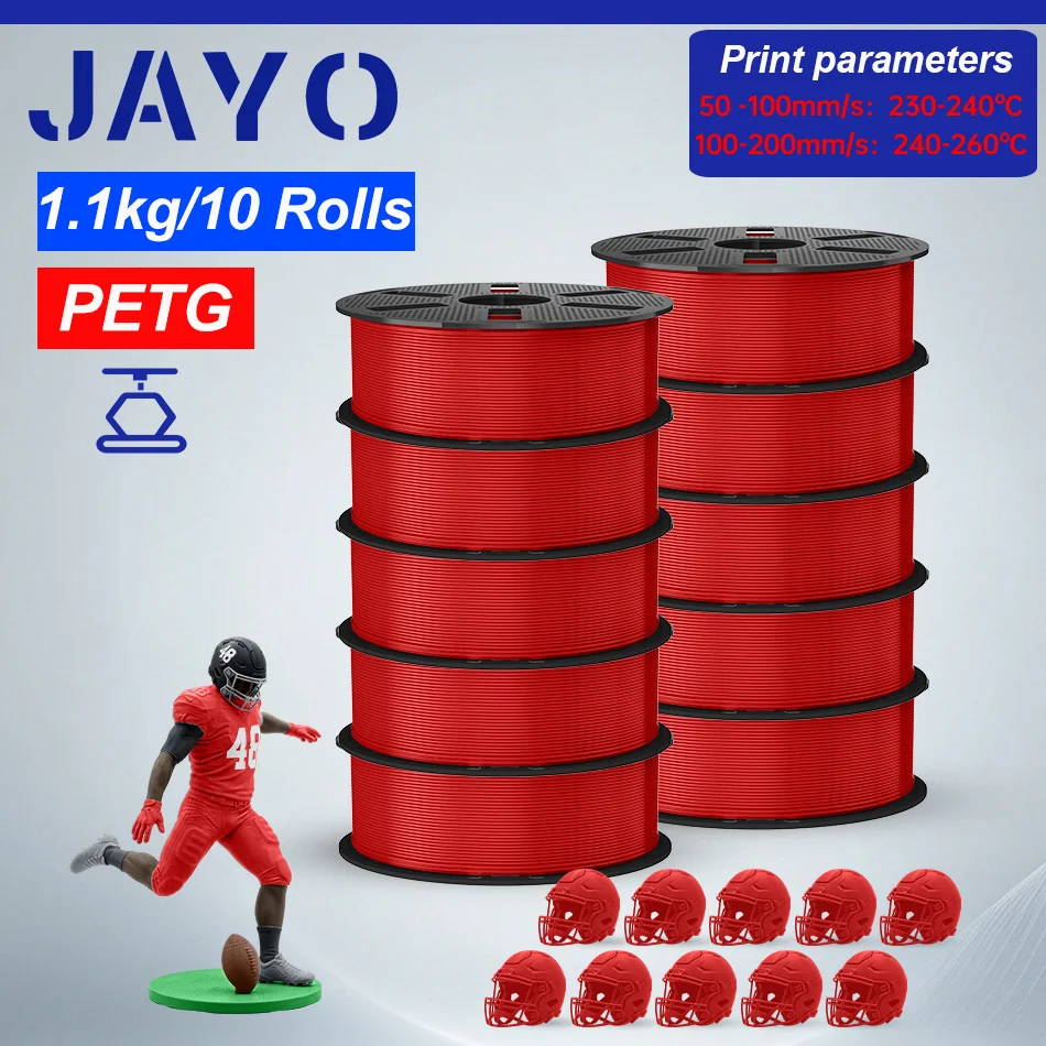 Фото Филамент для 3D-принтера JAYO, 10 рулонов, PETG, 1,75 мм, для FDM 3D-принтеров, аккуратно намотанный, материал для 3D-печати №1
