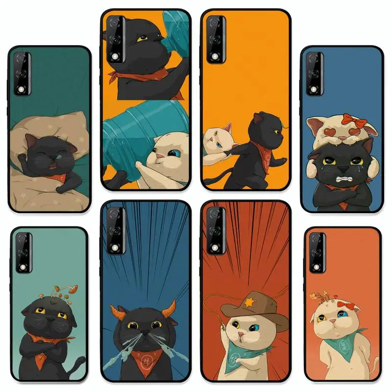 

Cute Cartoon Cat Phone Case for Huawei Y 6 9 7 5 8s prime 2019 2018 enjoy 7 plus