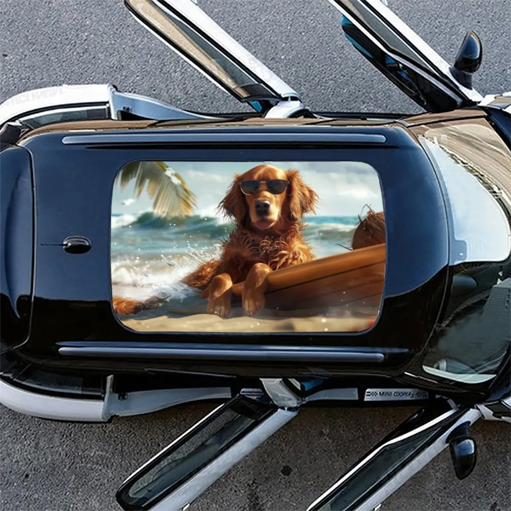 Морская волна отпуск собака принт наклейка на крышу автомобиля обертка для гонок