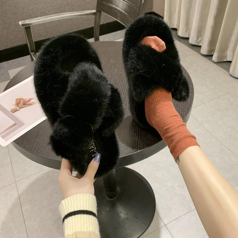 

Шлепанцы женские зимние из искусственного меха, на толстой подошве