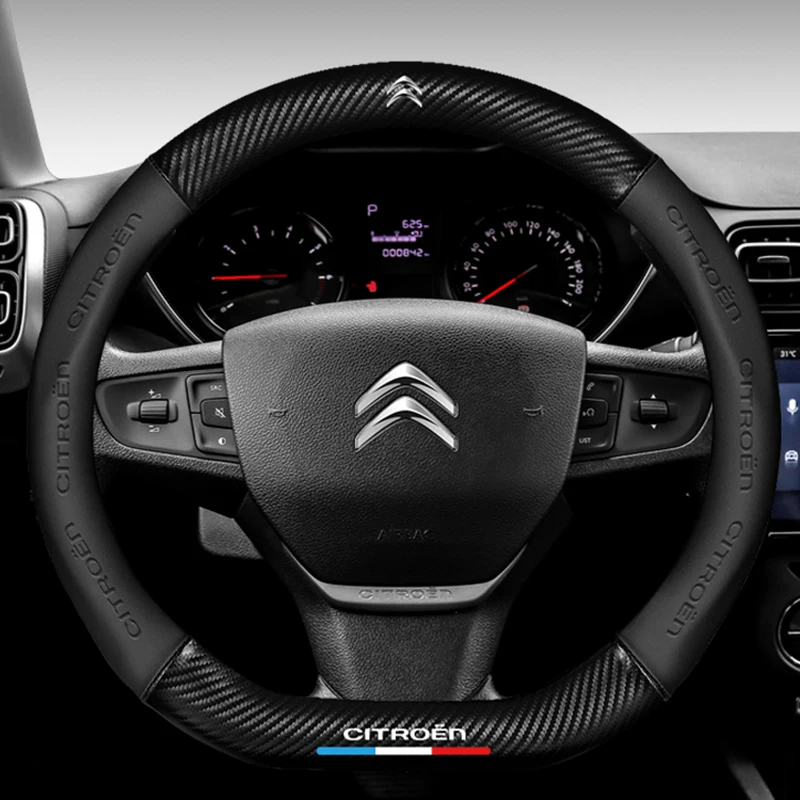 

Leather Car Steering Wheel Cover Non-Slip 15in For Citroen C3 C4 X7 Grand Picasso C5 C1 Berlingo C2 C-Elysee Cactus Accessories