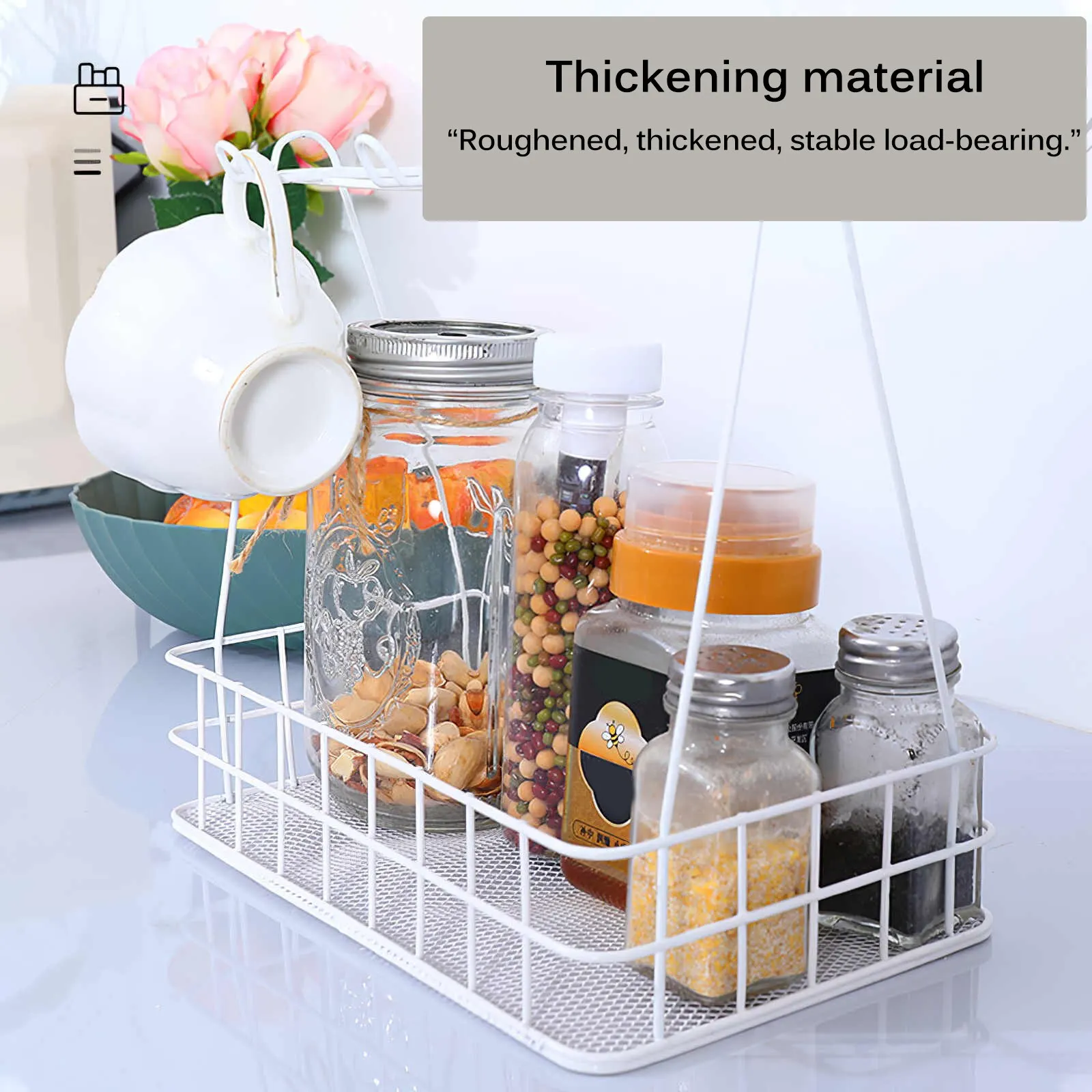 

1Pc carbon steel Cabinet Closet Desk Hanging Mesh Basket Large Capacity Wire Bookcase Shelf Rack Kitchen Organizer