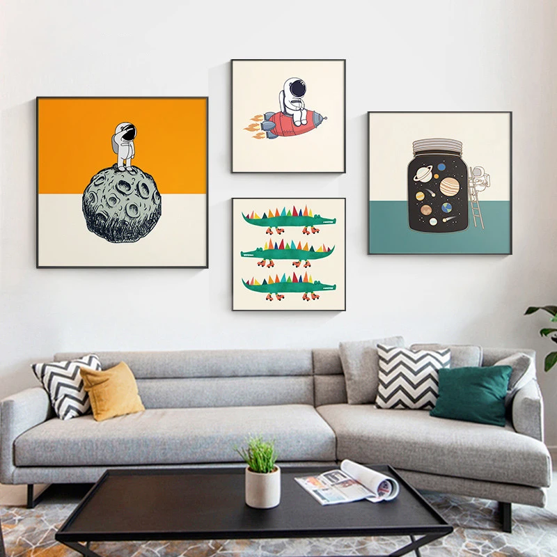 

Astronaut Planet Interesting Posters Wall Art Canvas Painting Nordic Posters and Prints Wall Pictures Living Room Bedroom Decor