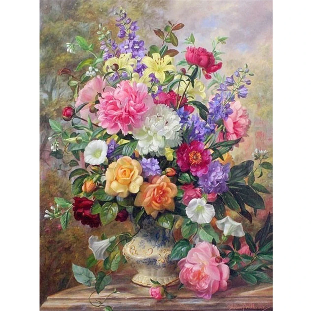 

Flower Vase Rose Printed Fabric 11CT Cross Stitch Patterns Embroidery DMC Threads Knitting Hobby Needlework Wholesale