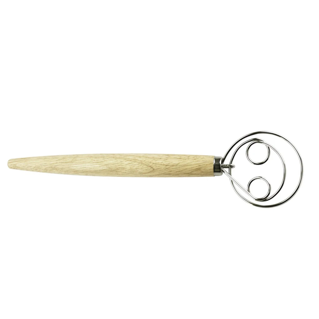 

Wooden Handle Egg Beater Dual Ring Design Whisk Stainless Steel Egg Stirrer Mixer Cooking Baking Tool Hot Sale