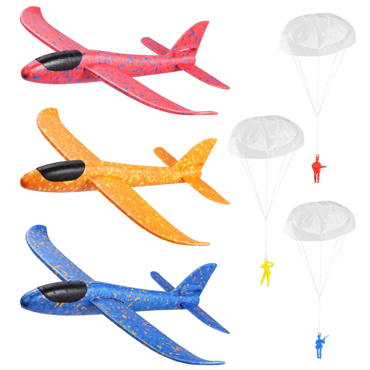 

3PCS Glider Airplane, 14.4 inch Throwing Glider Planes Flying Glider Airplane Toys with 3pcs Parachute for Outdoor Playing