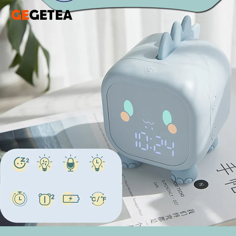 

GEGETEA New Fun Dragon Alarm Clock Smart Timekeeping Children's Multi-function Student Electronic Creative Small Alarm Clock