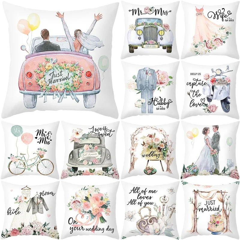 

Wedding Decorative Cushion Cover Decorative Pillows for Couch Seat Polyester Pillow Cover Party Banquet Decor Throw Pillowcase